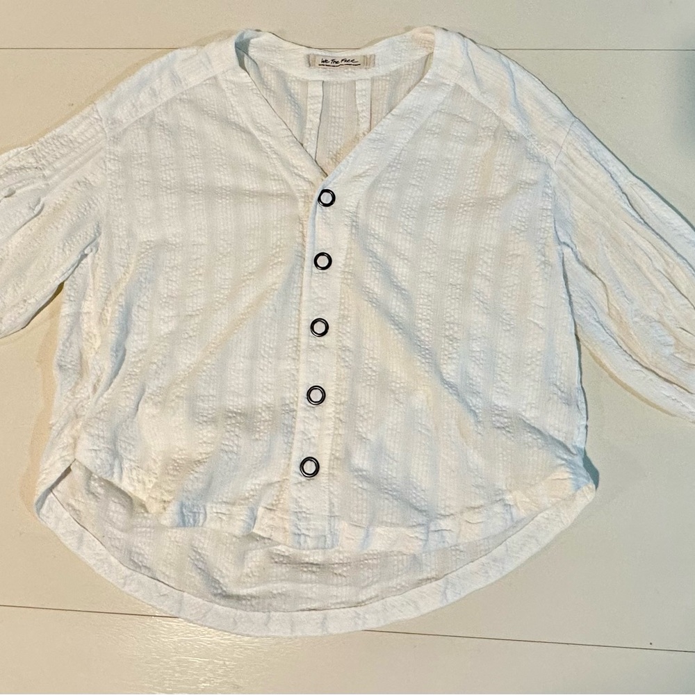 We The Free White Button-Up Blouse